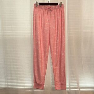 Eddie Bauer 14/16 L Kids Forest Animals Pink White Pajama Jogger Pants Bottom
